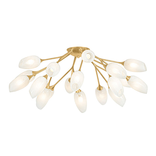 Troy Lighting Aldean 18 Light Semi Flush, Vintage Gold Leaf/Cloud