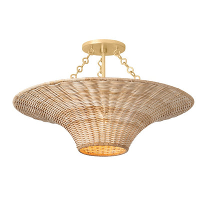 Troy Lighting Ketan 1 Light Semi Flush, Gold Leaf/Natural Wicker - C2425-VGL