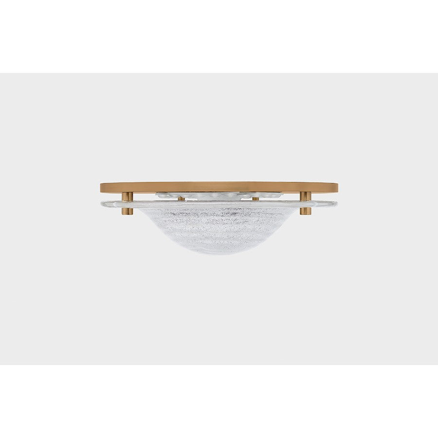 Troy Lighting Halston 1 Light Flush Mount, Patina Brass/Piastre