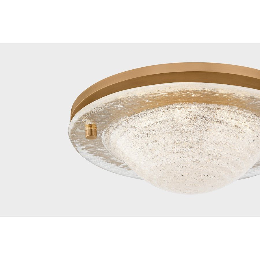 Troy Lighting Halston 1 Light Flush Mount, Patina Brass/Piastre