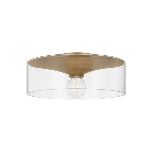 Troy Lighting Killian 1Lt Flush Mount, Patina Brass/Clear - C2916-PBR