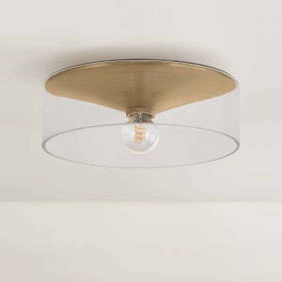 Troy Lighting Killian 1Lt Flush Mount, Patina Brass/Clear