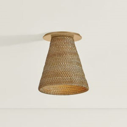 Troy Lighting Menifee 1Lt Flush Mount, Brass/Natural Wicker