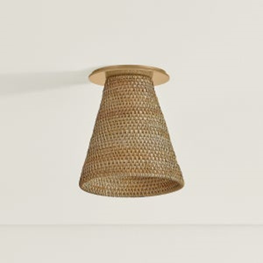 Troy Lighting Menifee 1Lt Flush Mount, Brass/Natural Wicker