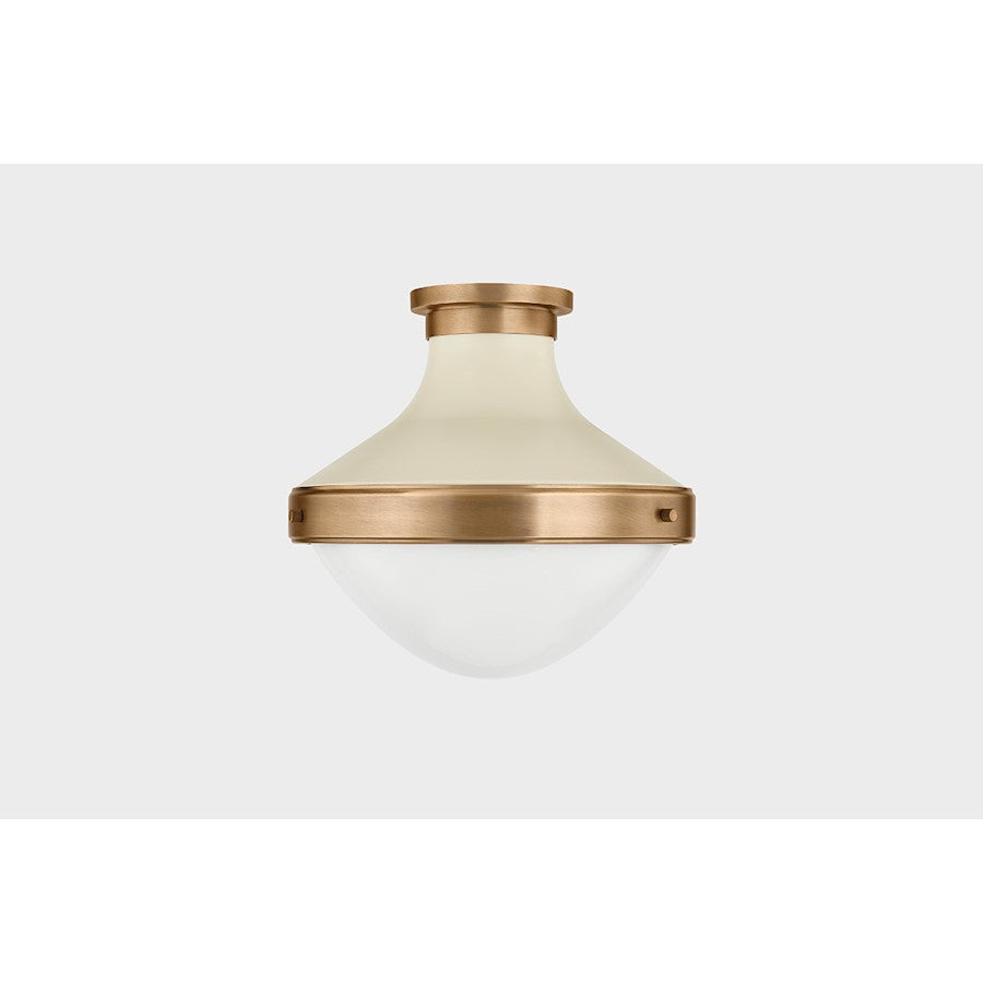 Troy Lighting Maxton 1 Light Flush Mount, Brass/Sand/Opal Glossy