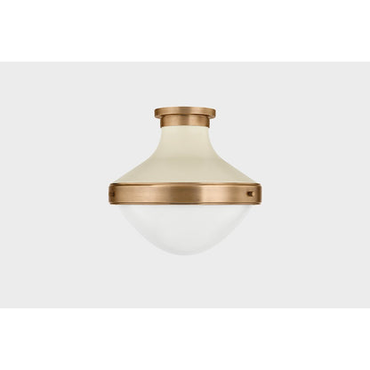 Troy Lighting Maxton 1 Light Flush Mount, Brass/Sand/Opal Glossy