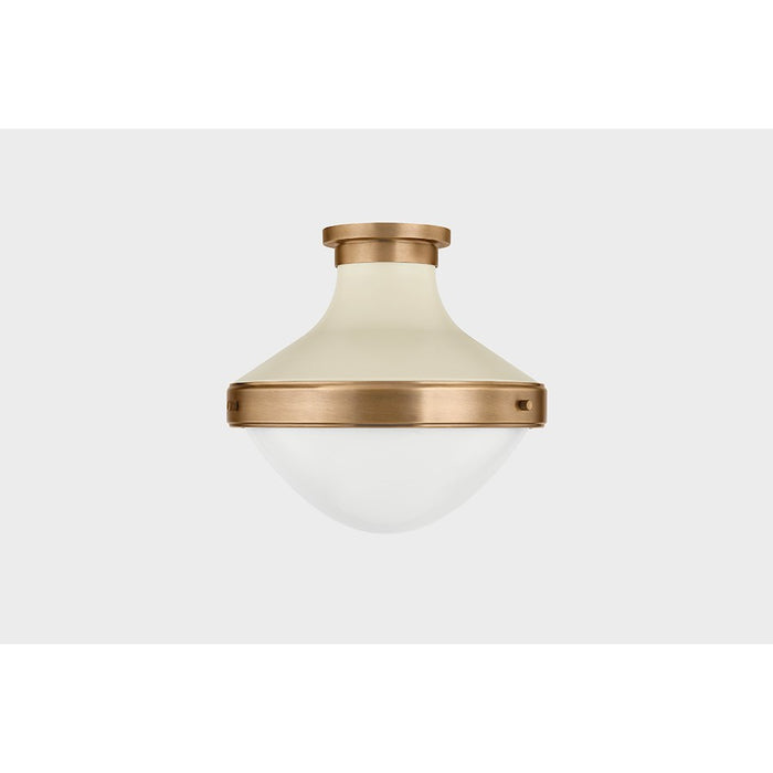 Troy Lighting Maxton 1 Light Flush Mount, Brass/Sand/Opal Glossy