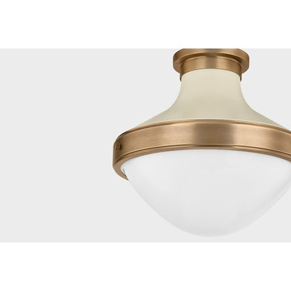 Troy Lighting Maxton 1 Light Flush Mount, Brass/Sand/Opal Glossy