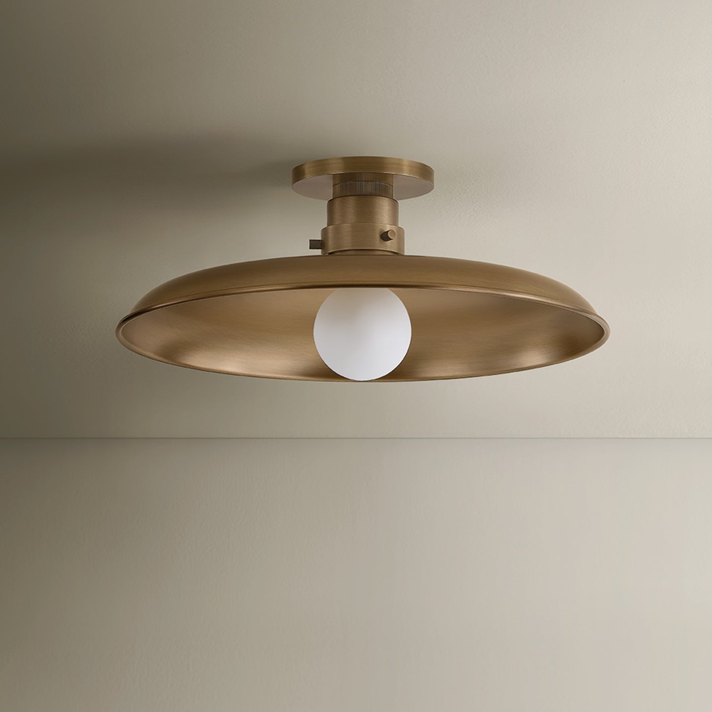 Troy Lighting Rainhill 1 Light Flush Mount, Patina Brass