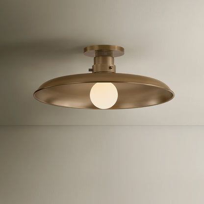 Troy Lighting Rainhill 1 Light Flush Mount, Patina Brass