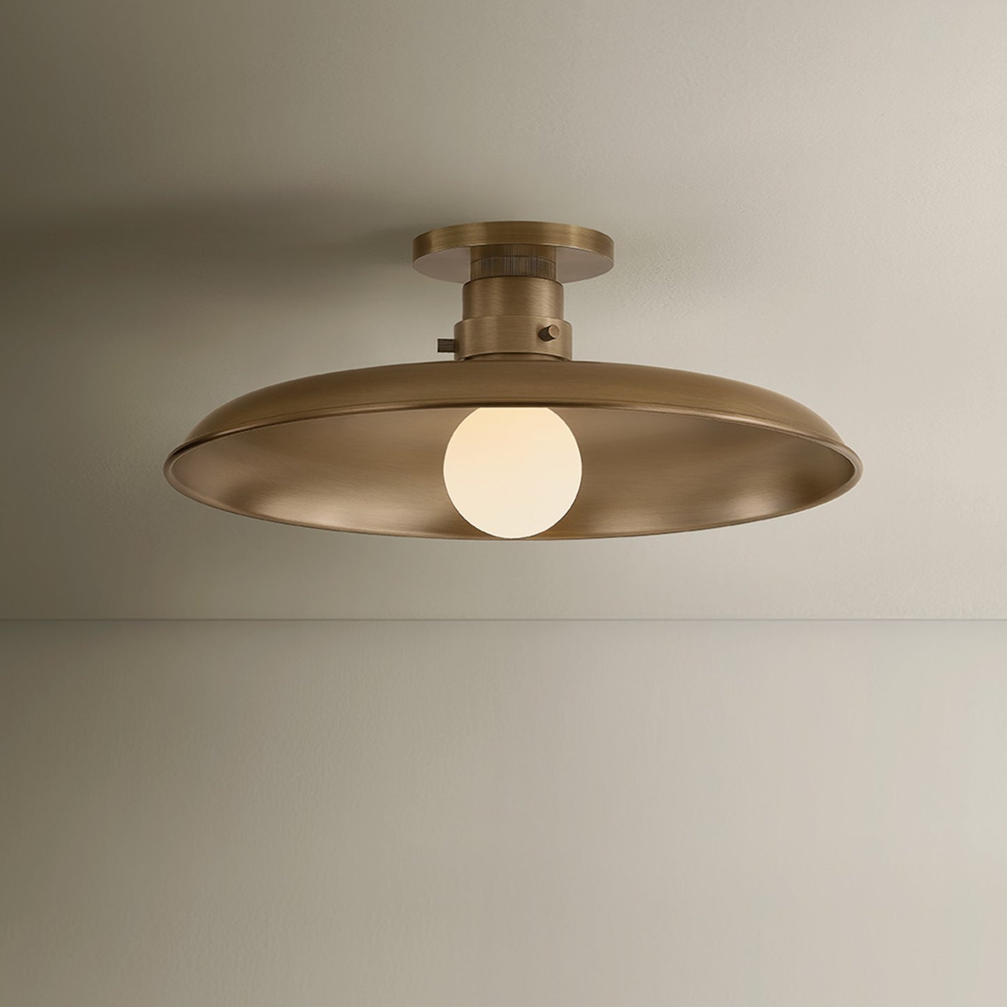 Troy Lighting Rainhill 1 Light Flush Mount, Patina Brass