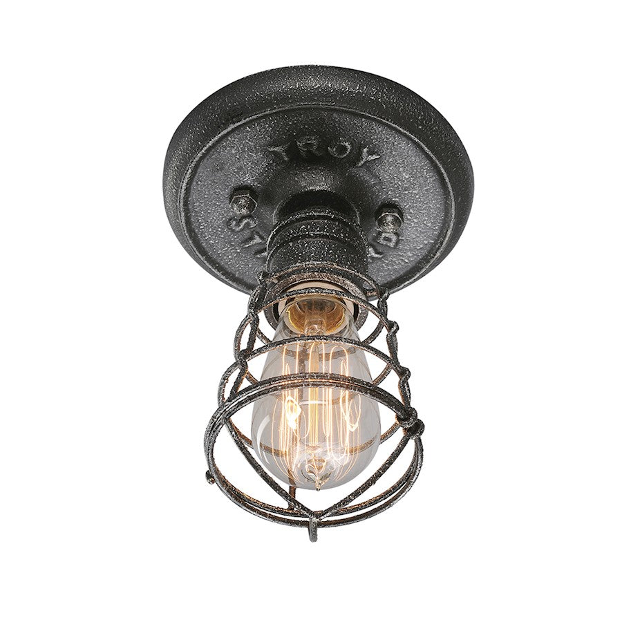 Troy Lighting Conduit 1 Light Ceiling Flush Mount, Old Silver