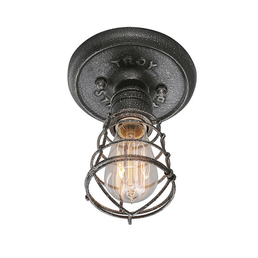 Troy Lighting Conduit 1 Light Ceiling Flush Mount, Old Silver