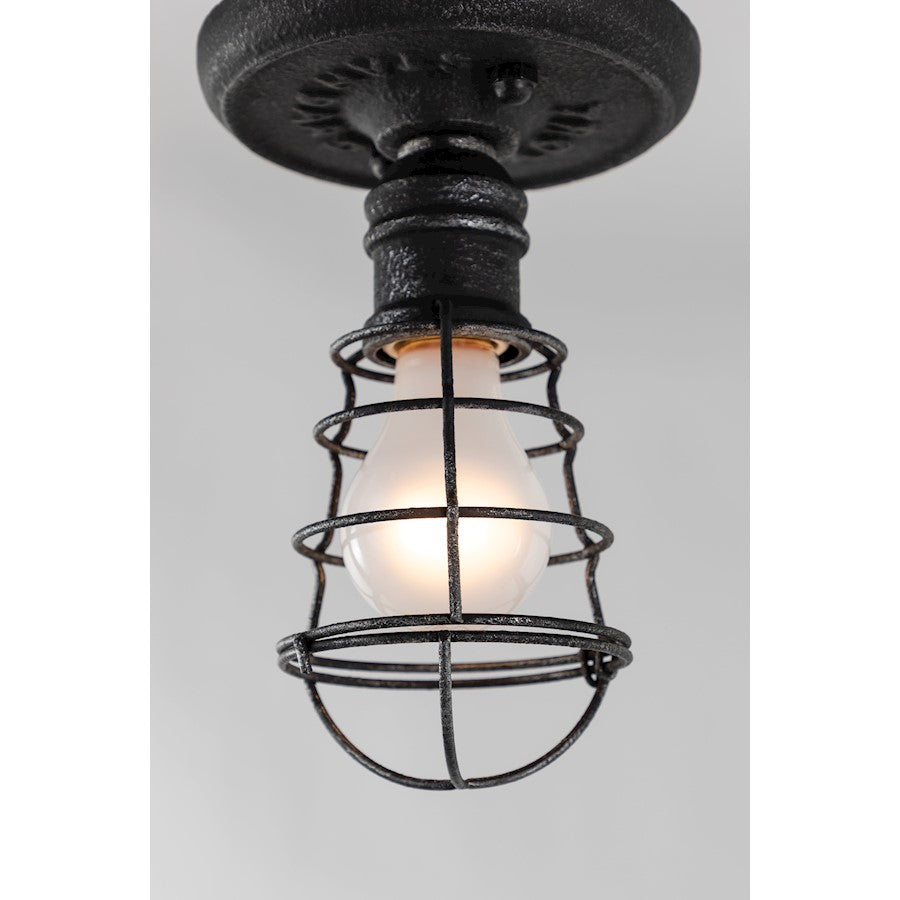 Troy Lighting Conduit 1 Light Ceiling Flush Mount, Old Silver
