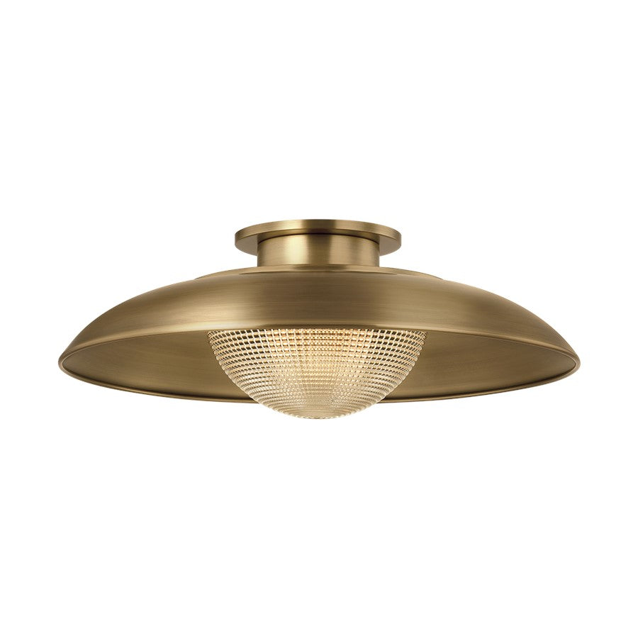 Troy Lighting Braxton 1 Light Semi Flush, Patina Brass/Clear Optic - C4118-PBR