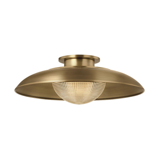 Troy Lighting Braxton 1 Light Semi Flush, Patina Brass/Clear Optic - C4118-PBR