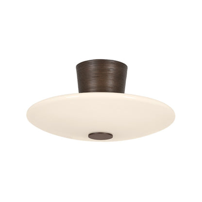 Troy Lighting Albus 1Lt Semi Flush, Bronze Leaf/Opal Glossy - C5016-BRL