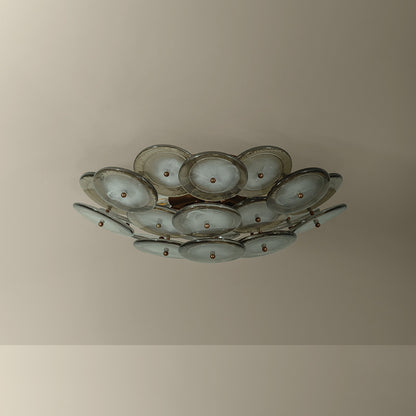 Troy Lighting Wassama 4Lt Flush Mount, Brass/Blonchino Piastre, Brz
