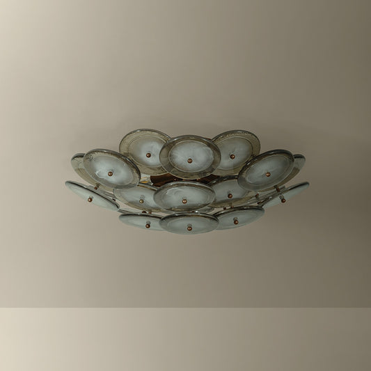 Troy Lighting Wassama 4Lt Flush Mount, Brass/Blonchino Piastre, Brz