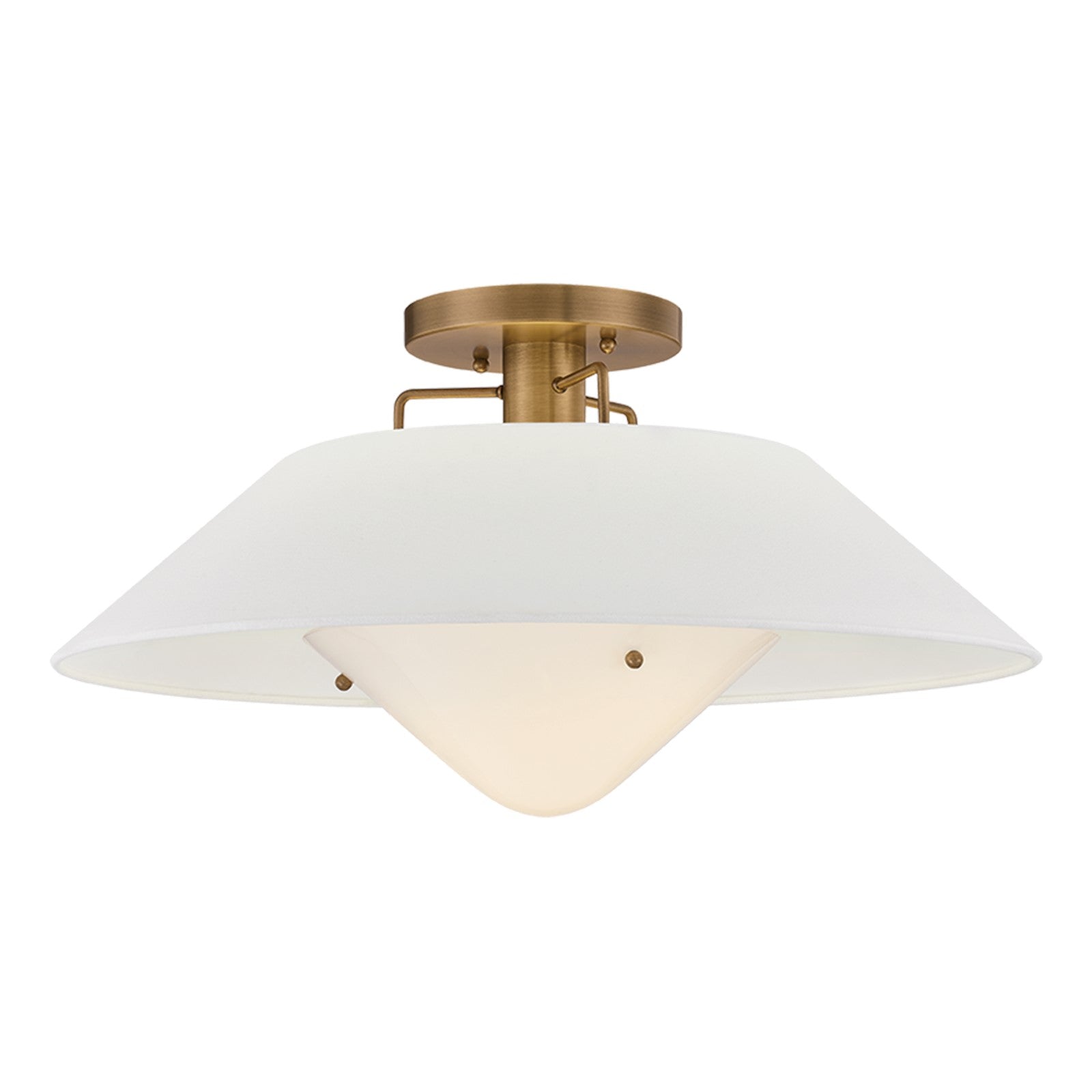Troy Lighting Otto 1 Light Semi Flush, Patina Brass/White Linen 1