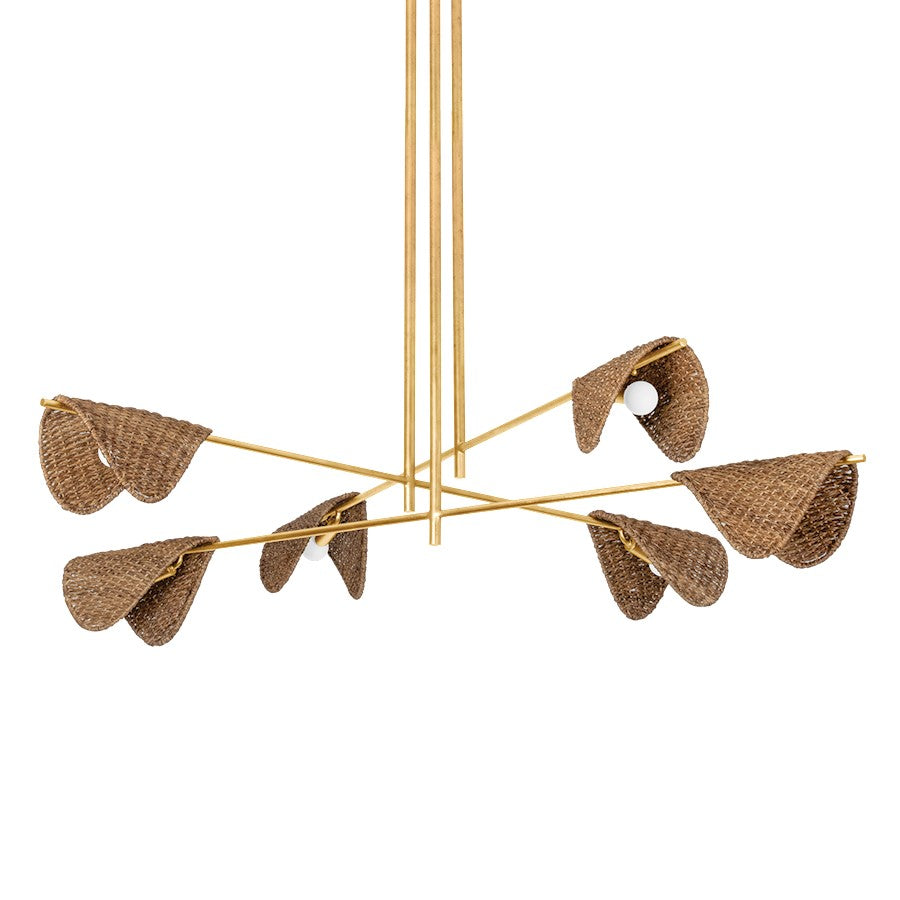 Troy Lighting Barnaby 6 Light Chandelier, Gold Leaf/Natural Abaca - F1060-VGL