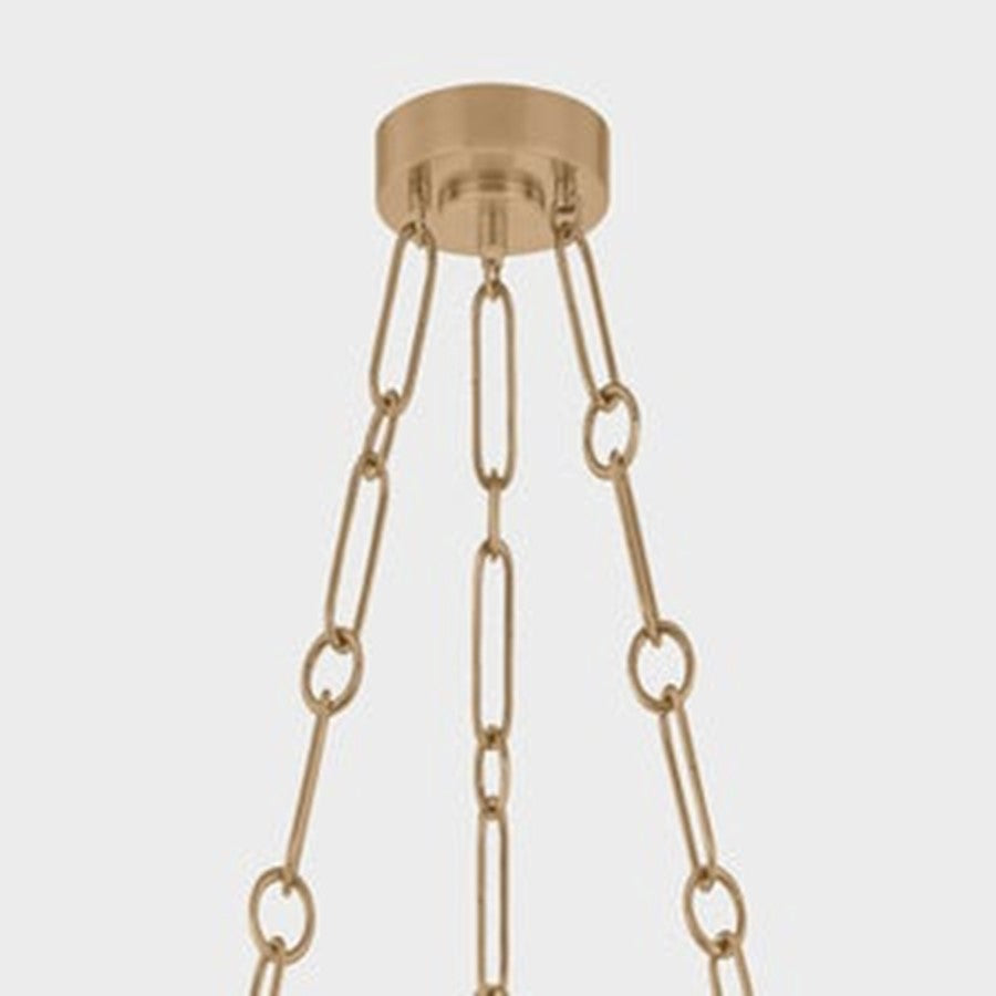 Troy Lighting Caelum 6Lt Chandelier, Patina Brass/Seeded Cloud