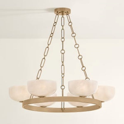 Troy Lighting Caelum 6Lt Chandelier, Patina Brass/Seeded Cloud