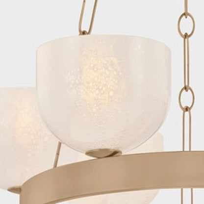 Troy Lighting Caelum 6Lt Chandelier, Patina Brass/Seeded Cloud