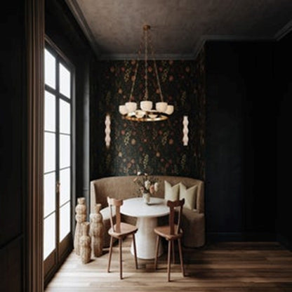 Troy Lighting Caelum 9Lt Chandelier, Patina Brass/Seeded Cloud