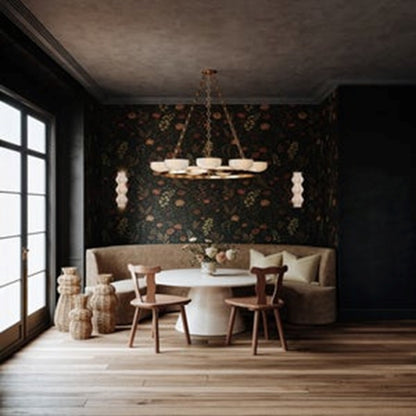 Troy Lighting Caelum 9Lt Chandelier, Patina Brass/Seeded Cloud