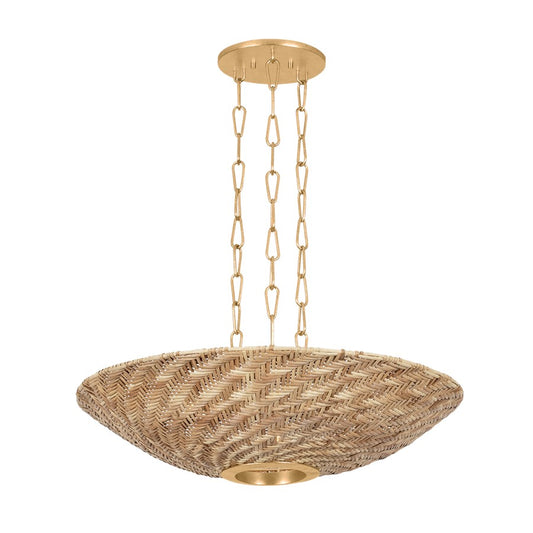 Troy Lighting Ollie 3Lt Pendant, Gold Leaf/Light Natural Wicker - F1528-VGL