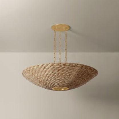 Troy Lighting Ollie 6Lt Chandelier, Gold Leaf/Light Natural Wicker