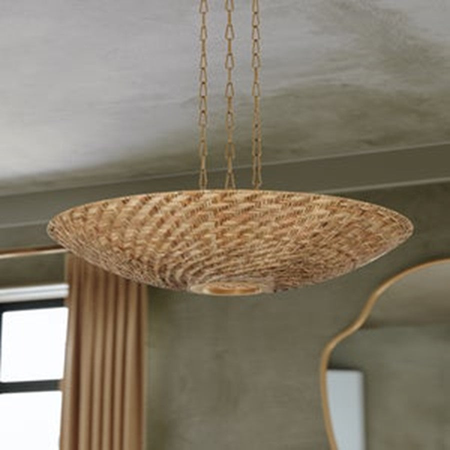 Troy Lighting Ollie 6Lt Chandelier, Gold Leaf/Light Natural Wicker
