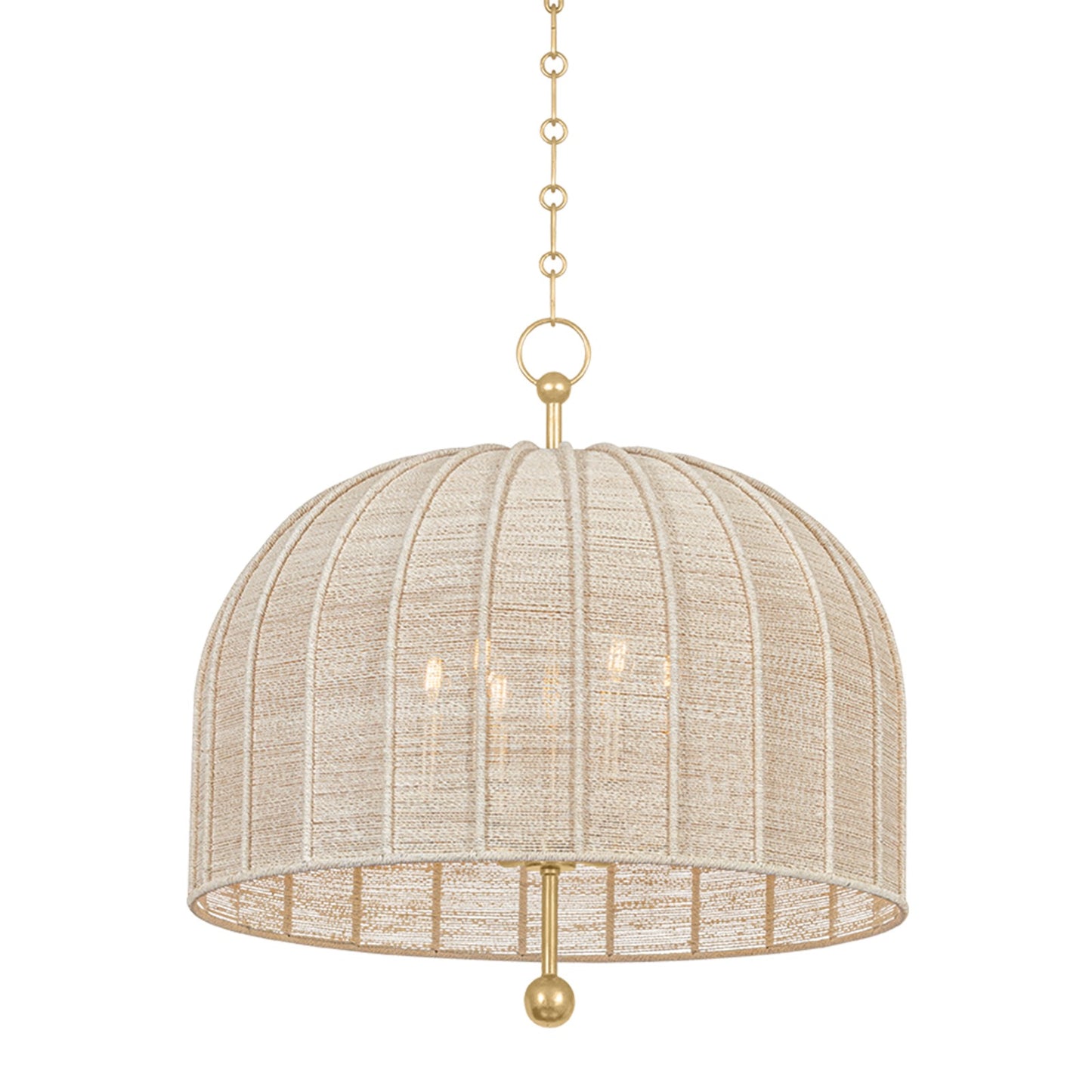 Troy Lighting Lonnie 6Lt Pendant, Vintage Gold Leaf/Bleached Abaca