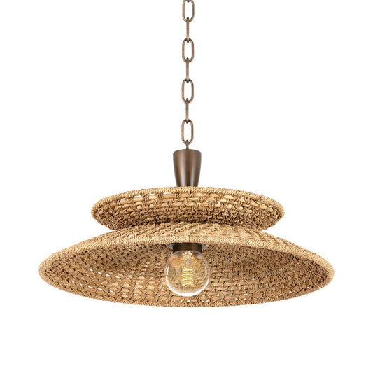 Troy Lighting Landry 1 Light 20" Pendant, Bronze Leaf/Natural Abaca - F1820-BRL