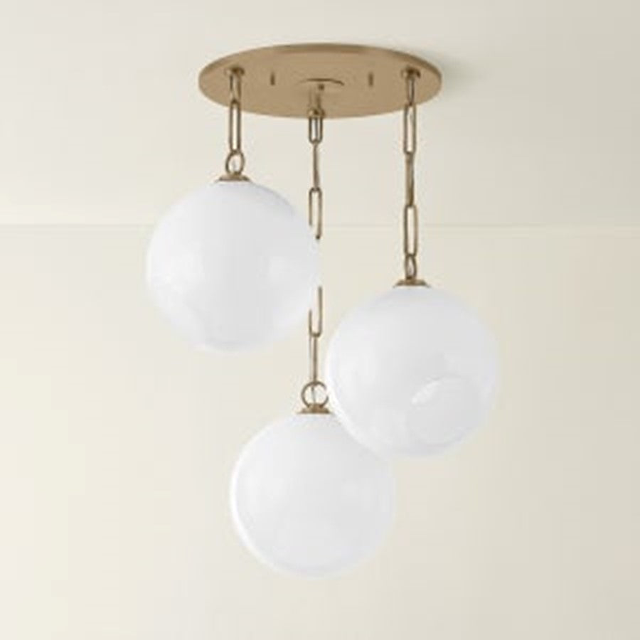 Troy Lighting Bramble 3Lt Chandelier, Patina Brass/Seeded Cloud