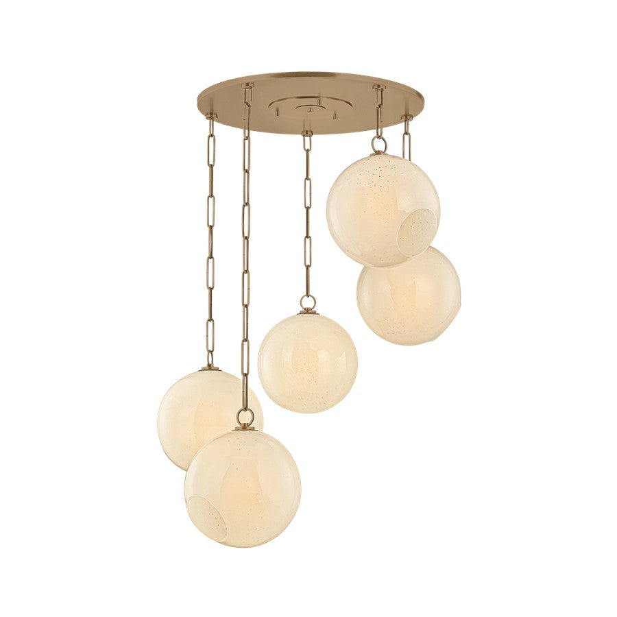 Troy Lighting Bramble 5Lt Chandelier, Patina Brass/Seeded Cloud - F1836-PBR