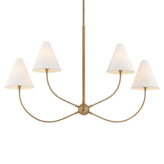 Troy Lighting Evermore 4Lt Linear, Patina Brass/Off White Linen - F1948-PBR