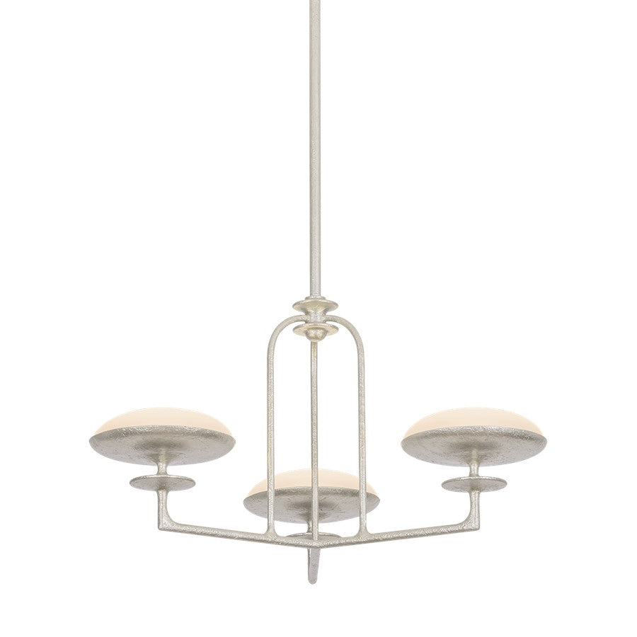 Troy Lighting Pacific 3Lt Chandelier, Warm Silver Leaf/Etched Matte - F2127-WSL