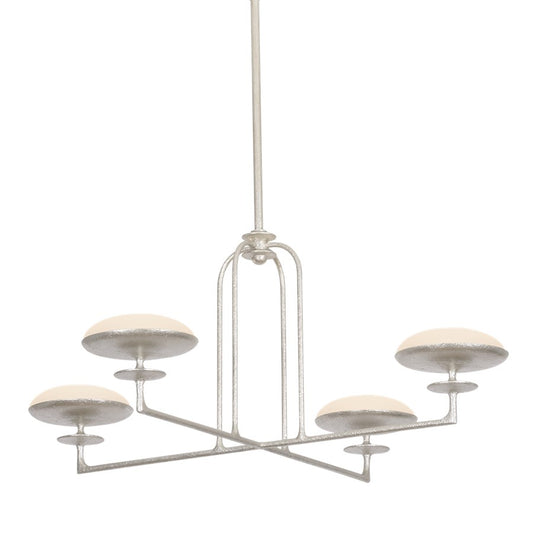 Troy Lighting Pacific 4Lt Chandelier, Warm Silver Leaf/Etched Matte - F2139-WSL