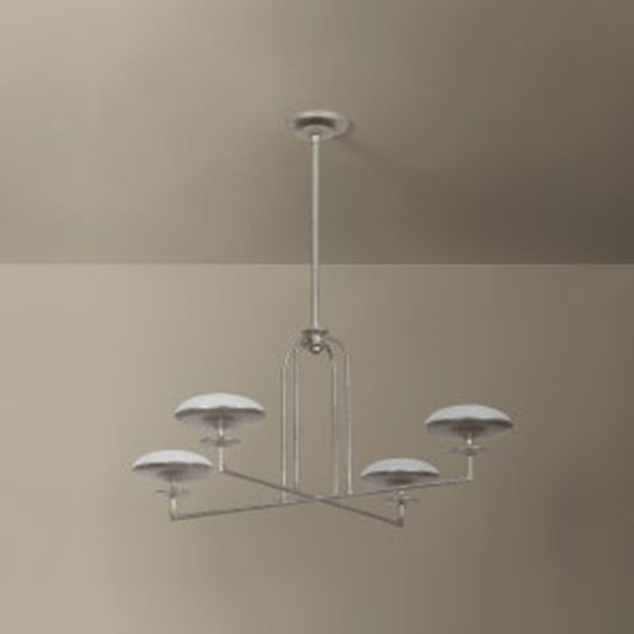 Troy Lighting Pacific 4Lt Chandelier, Warm Silver Leaf/Etched Matte
