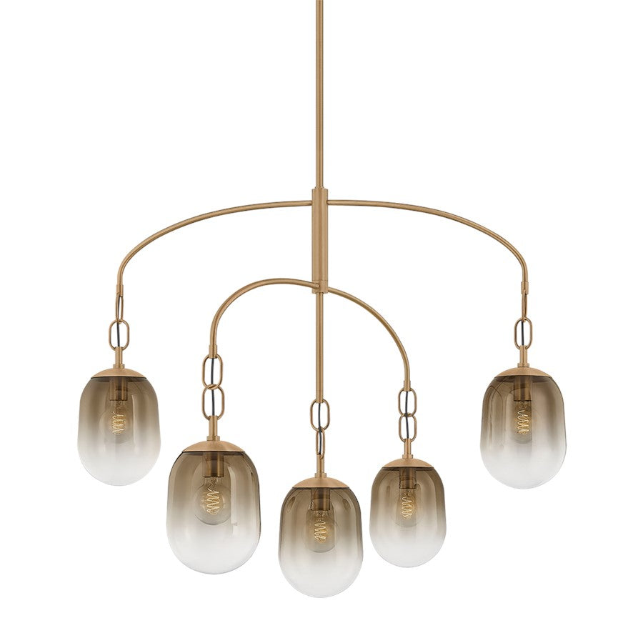 Troy Lighting Harvey 5Lt Chandelier, Patina Brass/Ombre Topaz - F2542-PBR