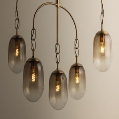 Troy Lighting Harvey 5Lt Chandelier, Patina Brass/Ombre Topaz