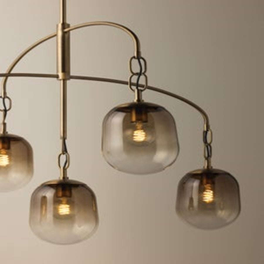 Troy Lighting Harvey 5Lt Chandelier, Patina Brass/Ombre Topaz