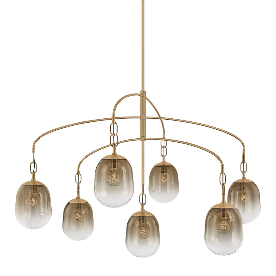 Troy Lighting Harvey 7Lt Chandelier, Patina Brass/Ombre Topaz - F2559-PBR