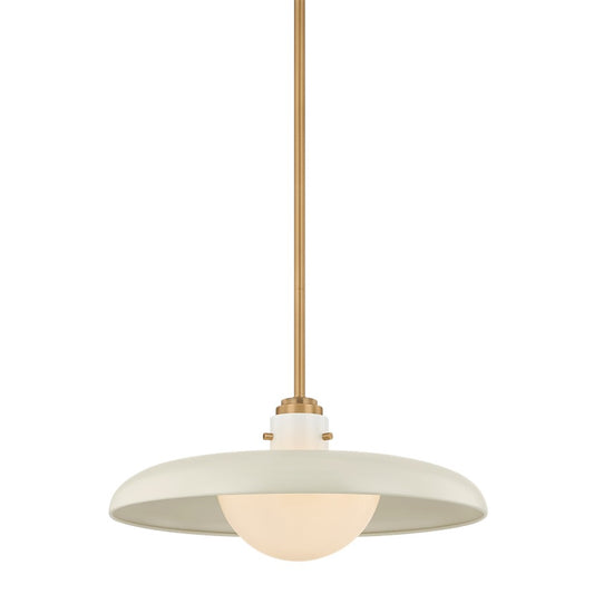 Troy Lighting Gustavo 1Lt 20" Pendant, Patina Brass/Opal Glossy - F2620-PBR-OW