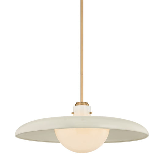Troy Lighting Gustavo 1Lt 28" Pendant, Patina Brass/Opal Glossy - F2628-PBR-OW