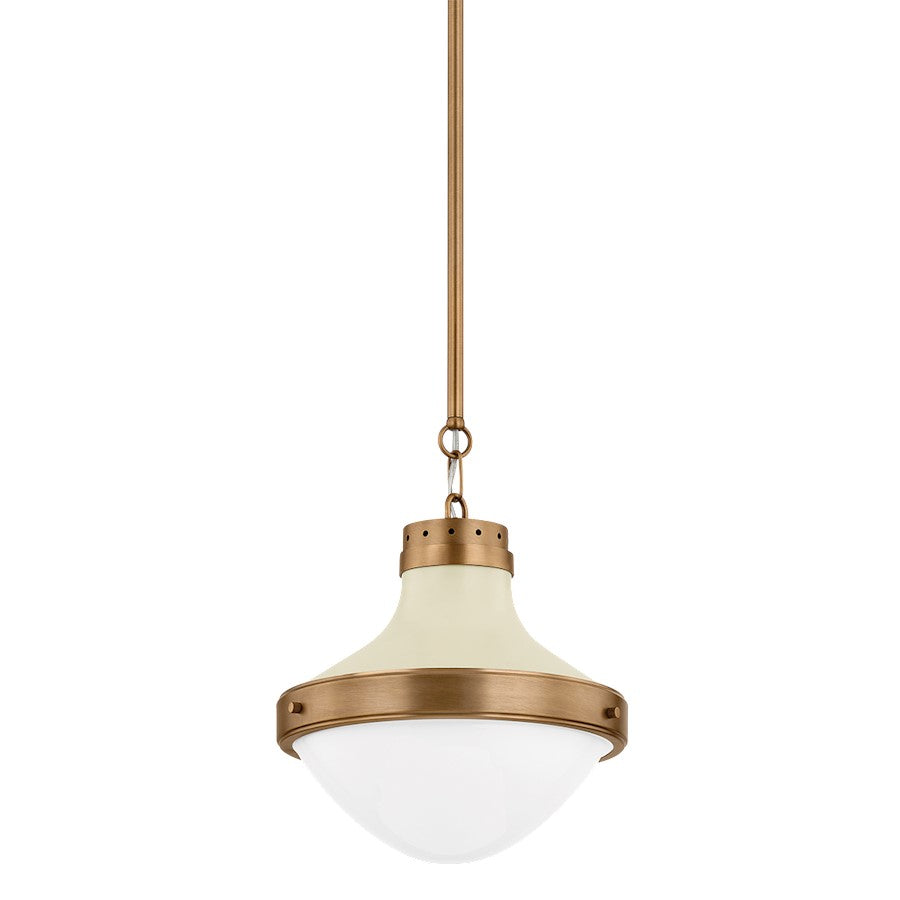 Troy Lighting Maxton 1 Light 14" Pendant, Brass/Sand/Opal Glossy - F3113-PBR-SSD