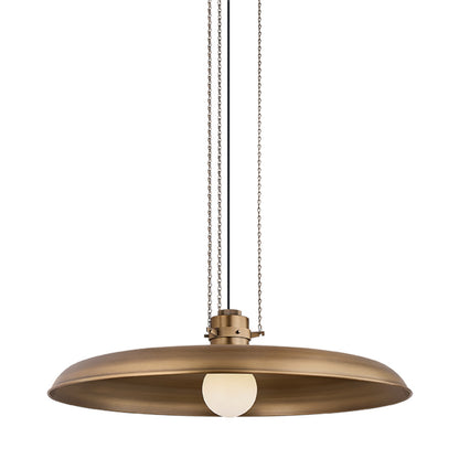 Troy Lighting Rainhill 1 Light Pendant, Patina Brass