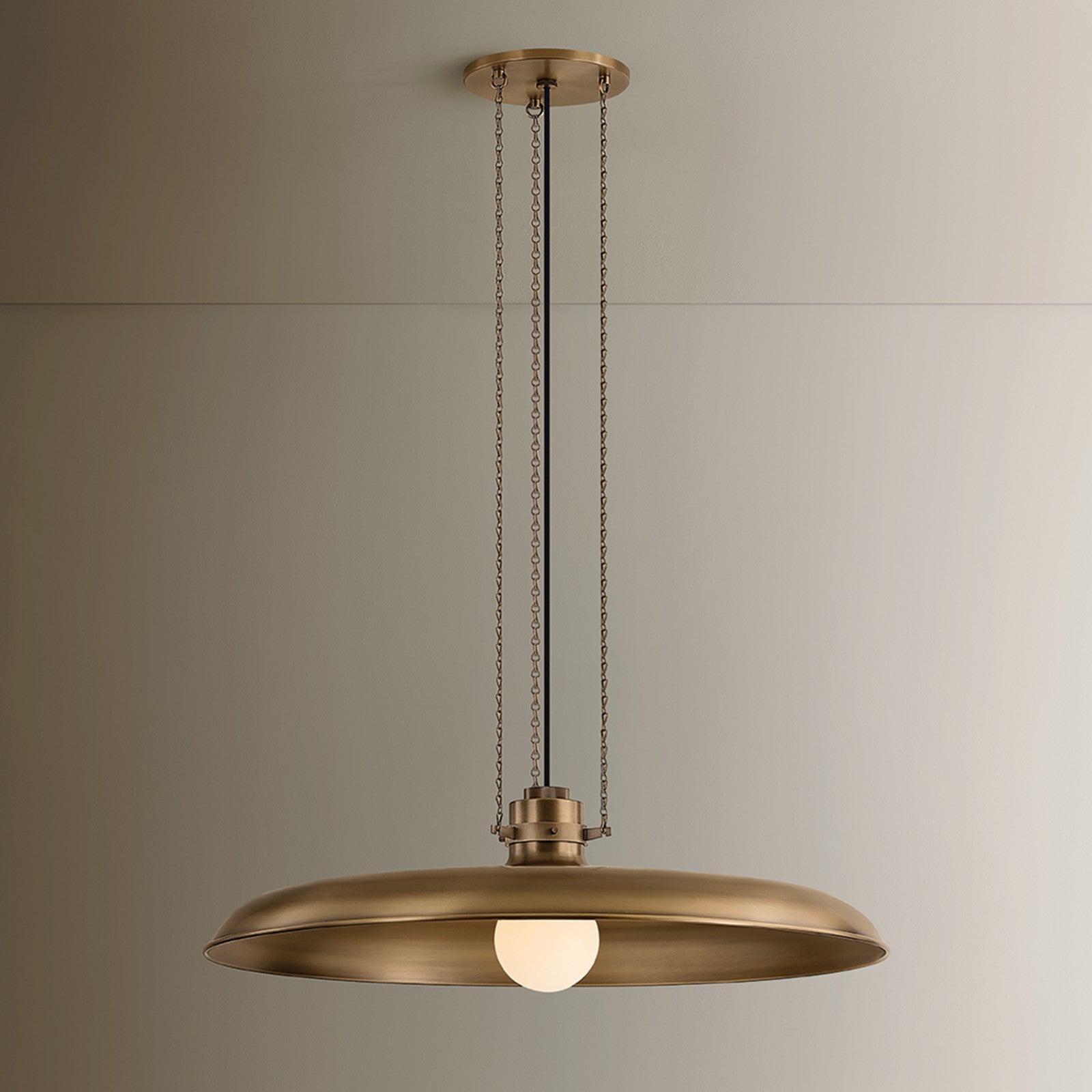 Troy Lighting Rainhill 1 Light Pendant, Patina Brass